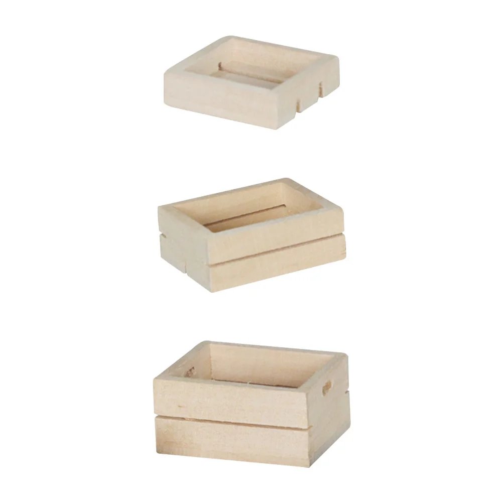 

Basket Mini Miniature Furniture Baskets Wood Cratewooden Decor Small Garden Ornamentdoll Figurines Bread Gift Fruit Vegetable