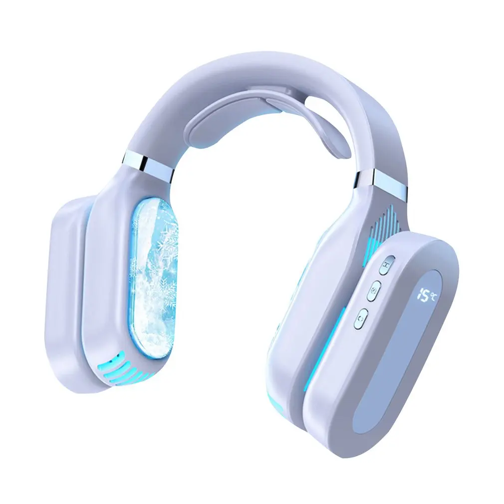 

Portable Hanging Neck Fan Cooling Heater Heating Air Conditioner Fan Wearable Neckband Leafless Fan USB Rechargeable Fan