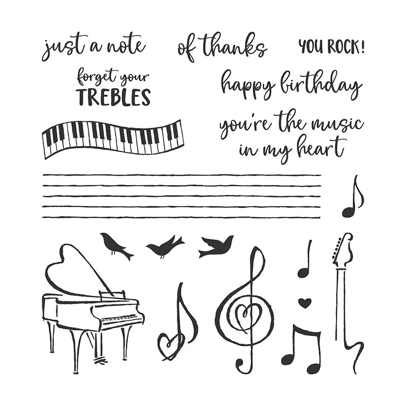 

Piano Staff Musical Note Stamps for Scrapbooking Card Making Album Diy Decoration Transparent Stamps Craft Rubber Stamp ForCard
