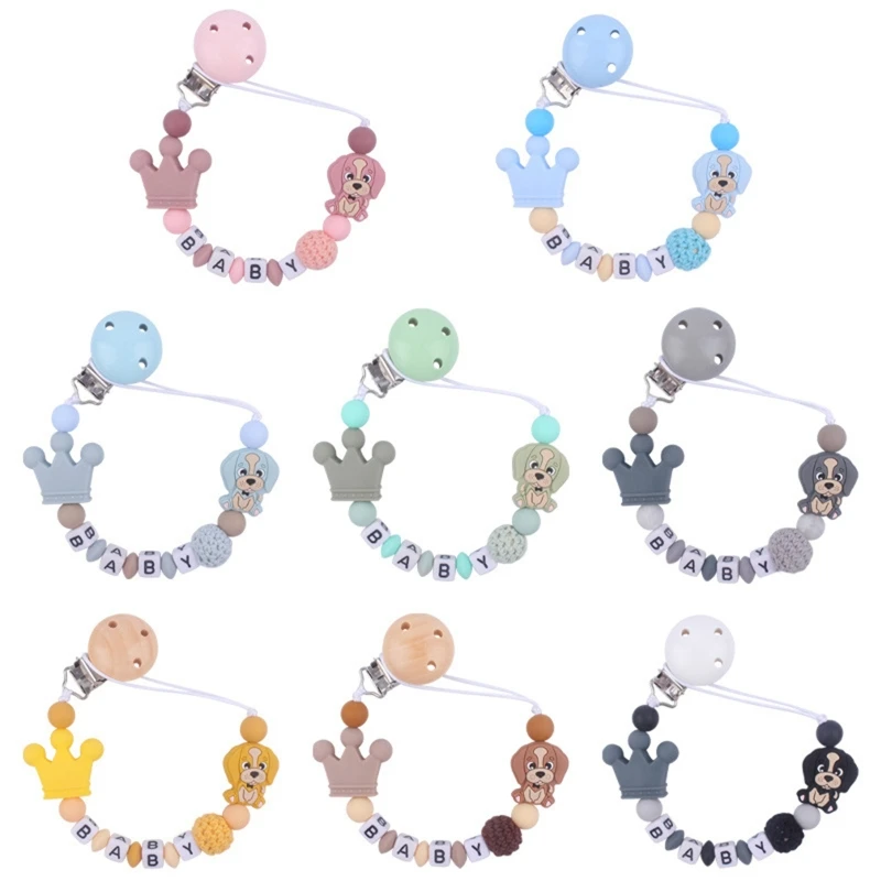 

Silicone Teethers Chew BPA Free Teething Beads Pacifier Holder Clean Molar Toy