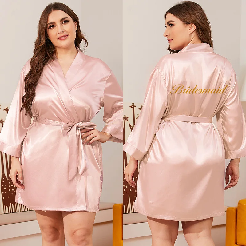 

Summer Nightgown Women Sleepwear Plus Size Bridesmaid Wedding Robe Nightdress Casual Rayon Kimono Bathrobe Loose Home Dress