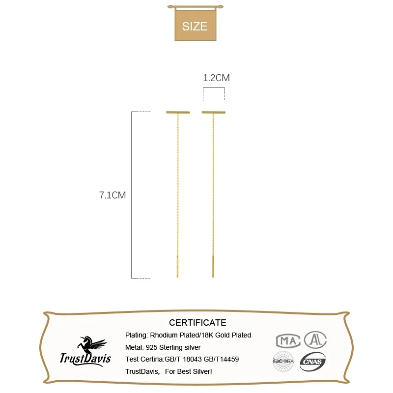 TrustDavis минималистичные серьги-гвоздики из стерлингового серебра 925 пробы с