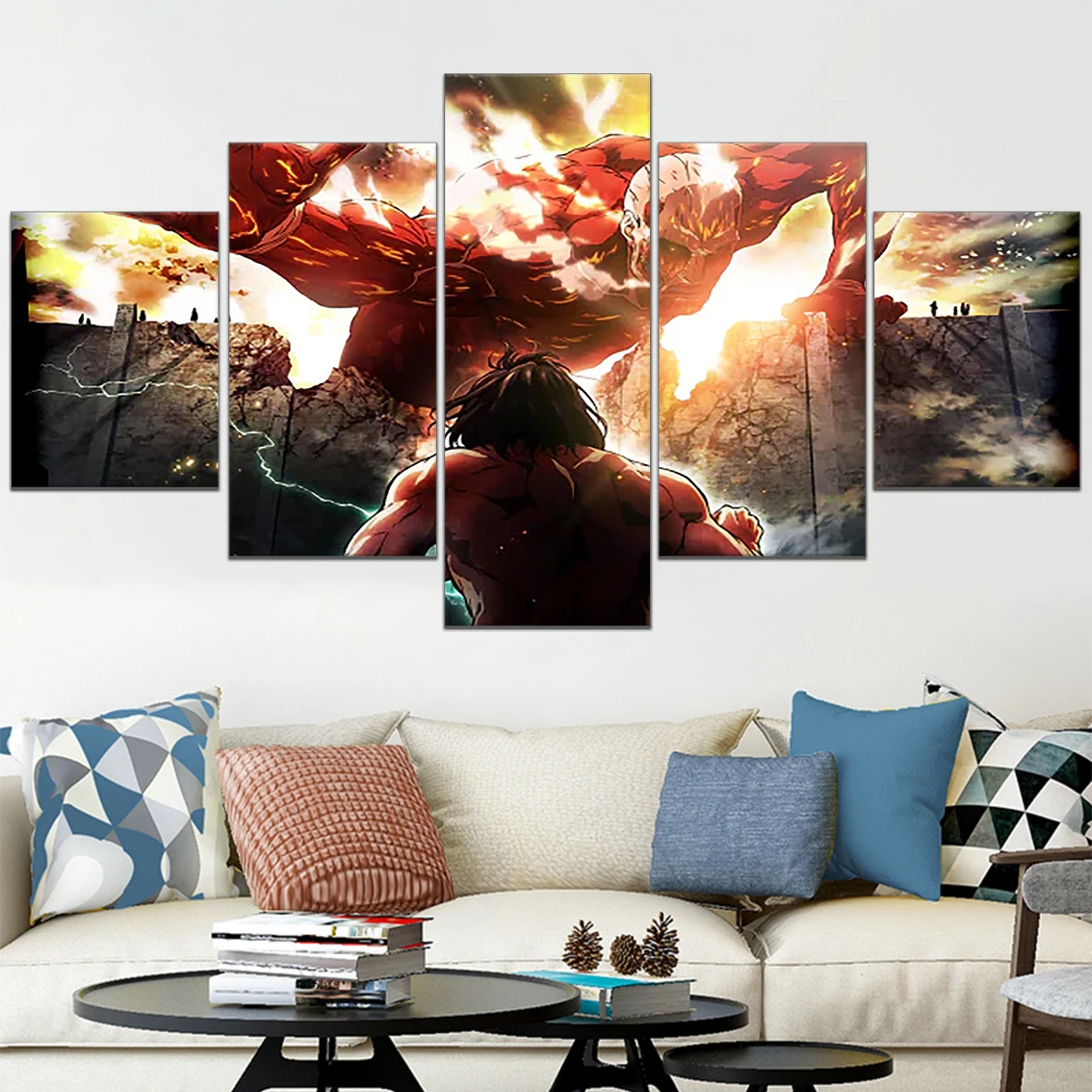 

5 Panel Eren Yeager Shingeki No Kyojin Painting Print Attack On Titan Anime Canvas Poster Bar Wall Decor Modern Bedroom Pictures
