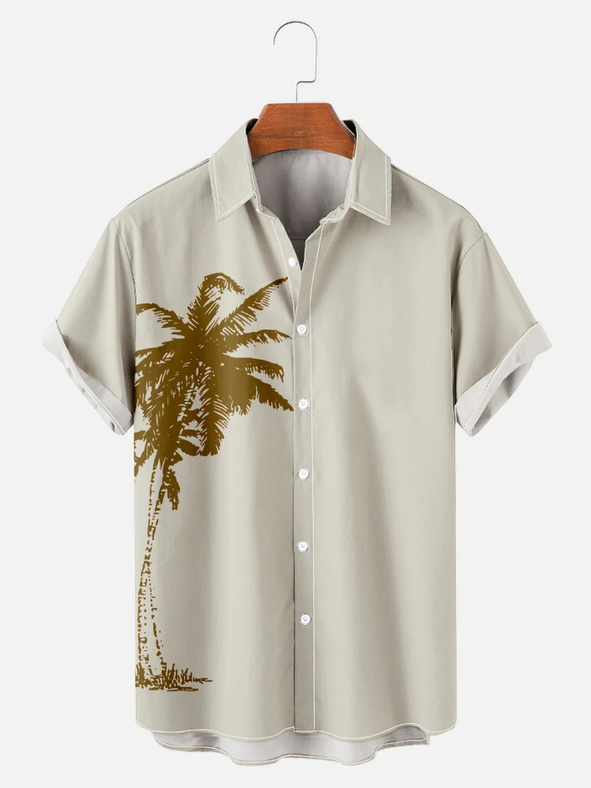 Summer Men Shirts Coconut Tree Printed Lapel Casual Fashion Beach Short Sleeve Tops 2023 Best Cotton Men's Hawaiian Shirt 5xl