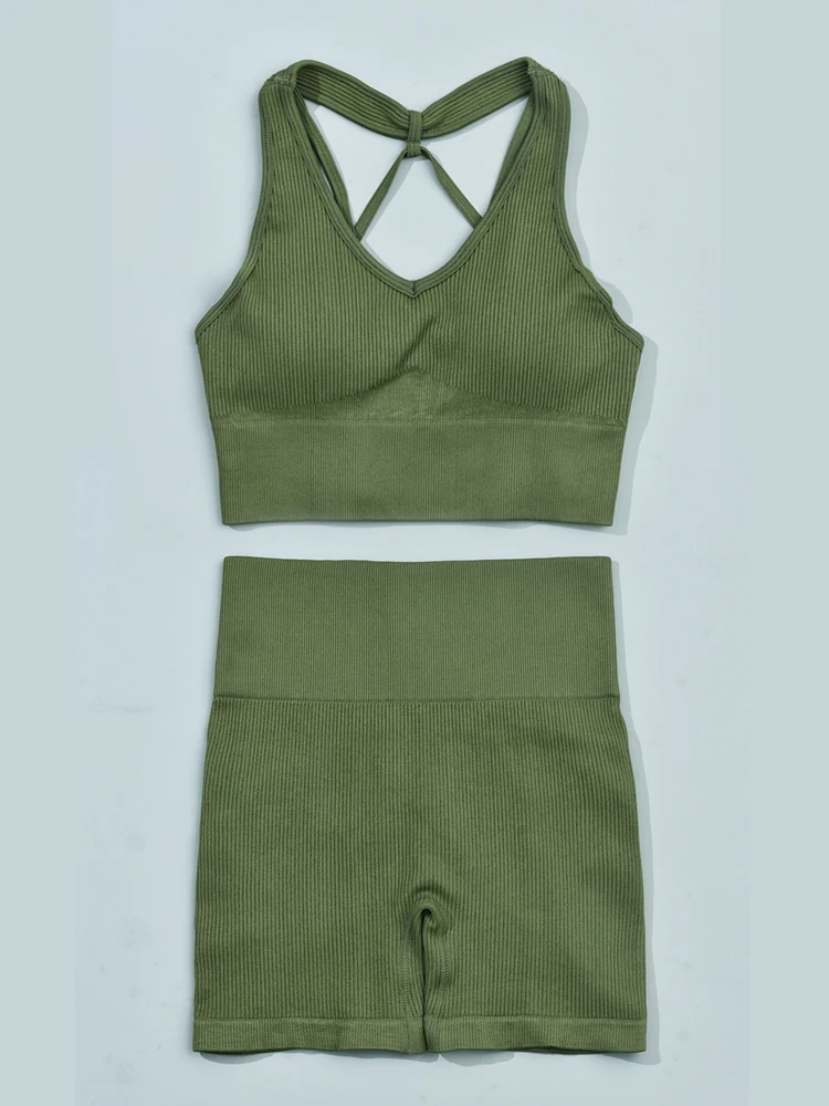 Women's Seamless Yoga Tracksuit Gym Workout Camouflage Clothing 2 Piece Set Sports Bra High Waist Leggings Sports Set For Women