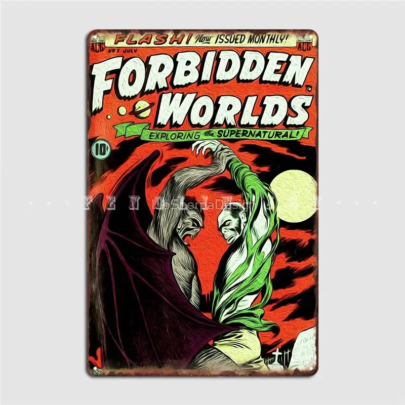 

Horror Oil Print Series 1 Forbidden Worlds Metal Plaque Poster Wall Plaque Funny Mural Club Tin Sign Posters