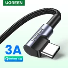 Кабель UGREEN USB C, прямой угол от USB A до типа C 3A, кабель для быстрой зарядки для Samsung S10 S9 S8 Plus Note9, быстрое зарядное устройство 3,0, шнур USB