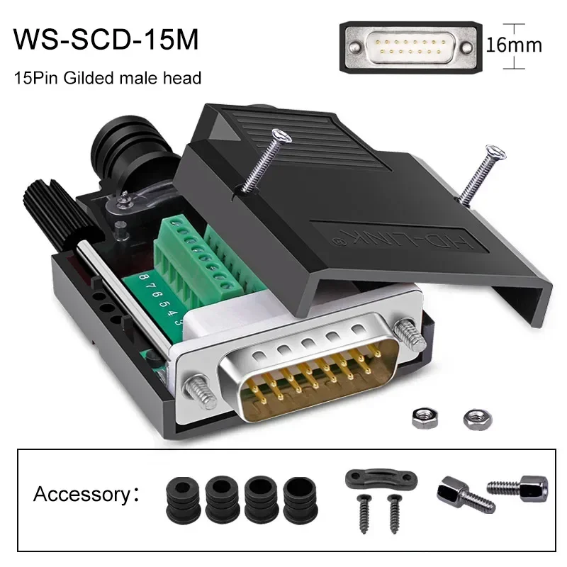 

DB15 Беспаечный разъем Промышленность 2 ряда 15-контактный разъем DB15 Мужской Женский разъем D-SUB Терминальный адаптер