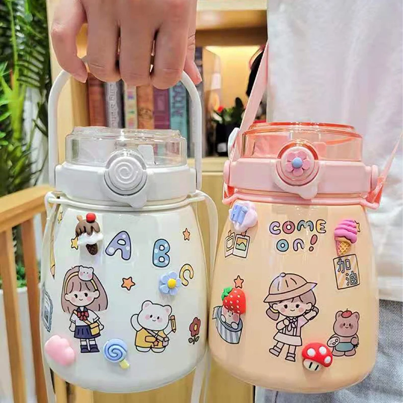 

Insulation Cup Large Capacity with Straw Portable Water Mug Cute Children Girl Sports Water Bottle