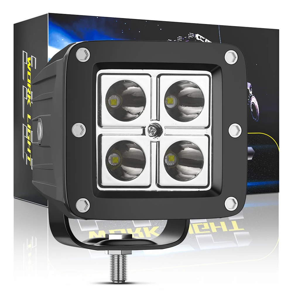 

3inch White Yellow LED Work Light Spot Beam 3x3\\\" Cube Pod Offroad DC9-30V 1200LM White/Yellow Motorcycle Spotlight Accessorie