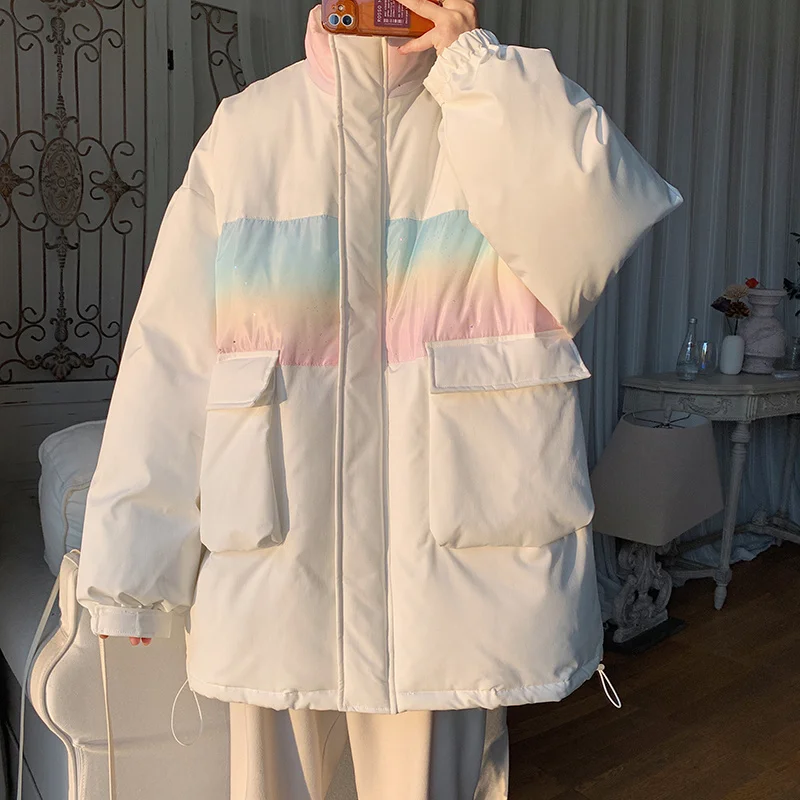 Winter Jacket Men Warm Fashion Pocket Thickened Down Jacket Men Korean Loose Thick Oversized Short Coat Mens Parker Clothes