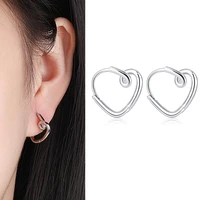 small heart earring womens love hoop earrings piercing ear 925 stamp silver color fashion wedding jewelry 2022 trend wholesale