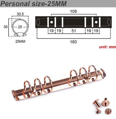 

Винтажный бронзовый сменный блок A6 с 6 кольцами, металлические петли 16,7x9,5 см, съемный для блокнота-планировщика, 200 г