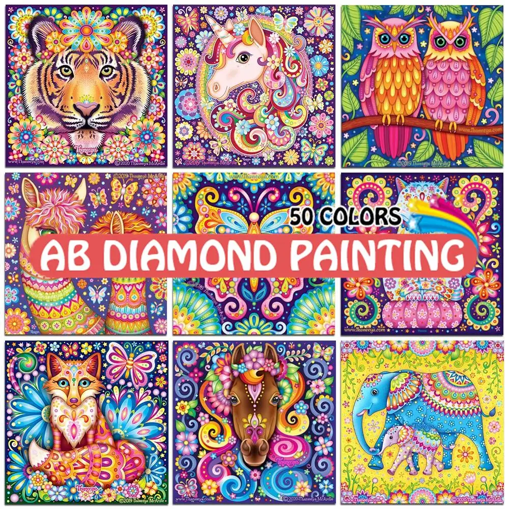 

AB Unicorn Diamond Painting Cartoon Mandala Animal Collection Art Tiger DIY Full Mosaic Embroidery Cat Cross Stitch Home Decor