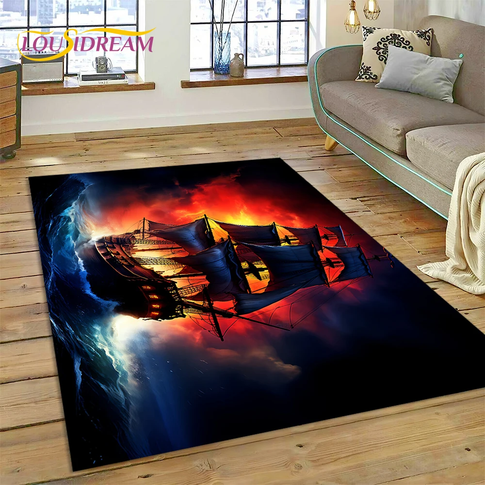 Древняя лодка с пиратским кораблем баркка коврик Sailboa для украшения гостиной