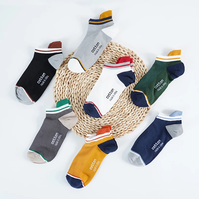 

3 Pairs Cotton Man Short Socks Fashion Breathable Woman Ankle Couples Comfortable Funny Color Matching Casual Male Street Style