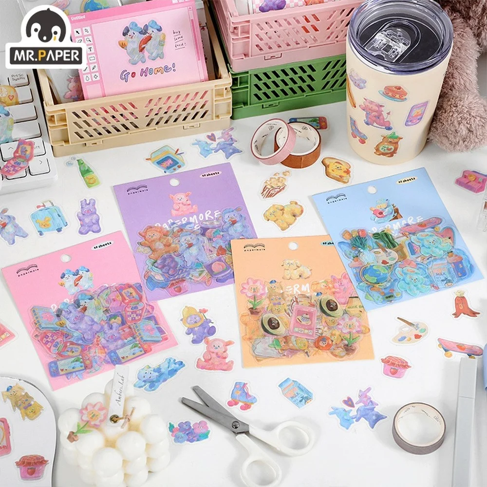 

Mr.paper 4 Styles 40 Pcs/bag Kawaii Animal Stickers Hand Painted Art Materials Decorative Handbook Stationery Stickers