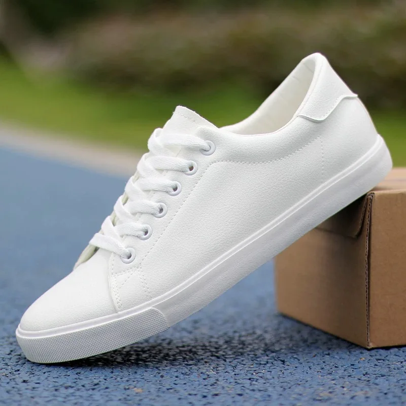 Мужские повседневные парусиновые белые туфли