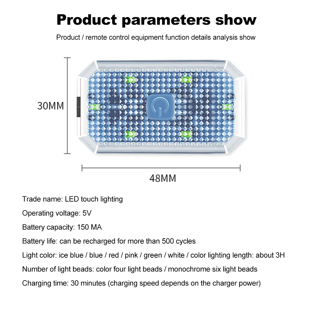 1/2X LED Touch Light Mini Wireless Car Interior Lighting Auto Roof Ceiling Reading Lamp for Door Foot Trunk Storage Box Charger images - 6