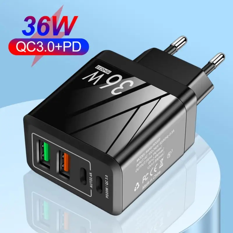 

Mobile Phone Travel Charger Fast Charging Mobile Phone Charging Adapter Qc3.02.4a Pd 20w Us Eu Uk Charger 2usbtype-c Multi-port