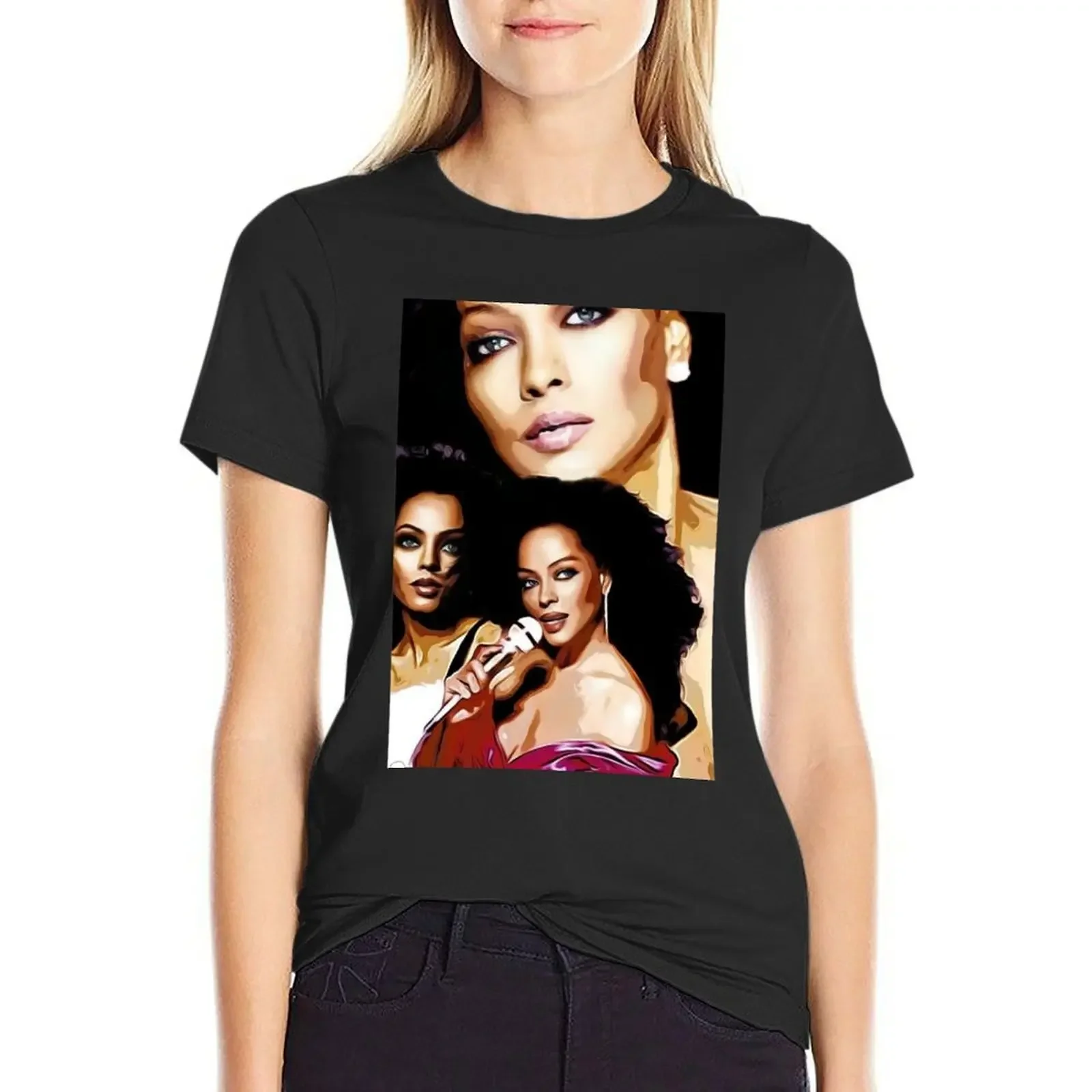 Футболка Diana Ross топы больших размеров милые большие спортивные рубашки для