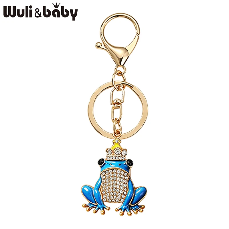 Фото Брелок Wuli&baby Lovely Crown Frog для женщин, унисекс, 5 цветов, с кристаллами, в виде животного, модный подарок №1