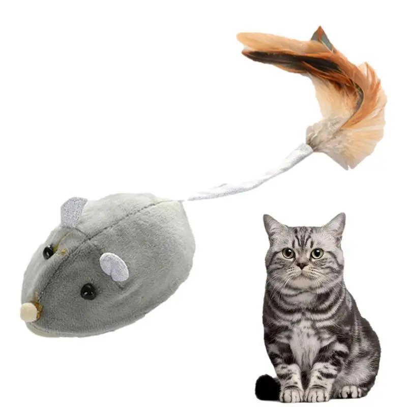 

Interactive Mouse Toy For Cats USB Charging Moving Rat With Feather Toys Play-Catch Training Toy For Indoor Kittens Pets Supply