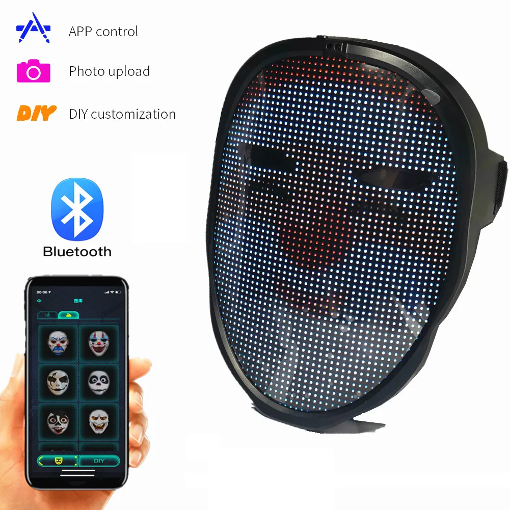 Светодиодные лампы RGB с Bluetooth 2074 светящаяся маска для вечеринки сделай сам