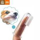 Зубная щетка Xiaomi на палец, супер мягкая, от неприятного запаха изо рта, для собак и кошек, инструмент для ухода за зубами из силикагеля, товары для домашних животных, Mi