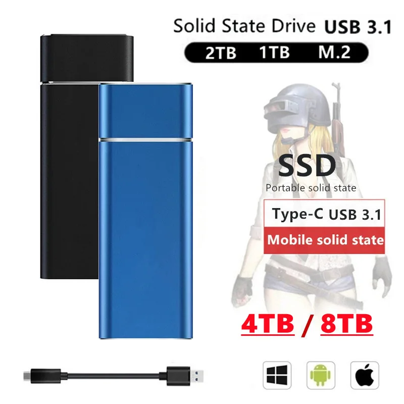 

M.2 SSD Mobile Solid State Drive 2TB 1TB Storage Device Hard Drive Computer Portable USB 3.1 Mobile Hard Drives Solid State Disk