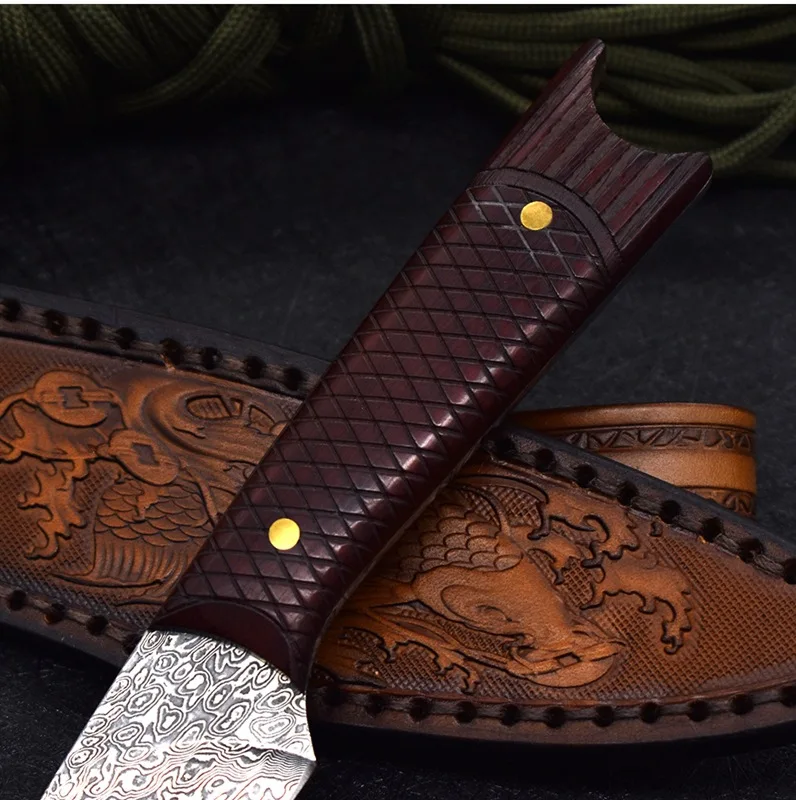 3-дюймовый охотничий нож с кобурой 67 слоев дамасское лезвие VG10 стальное очистка