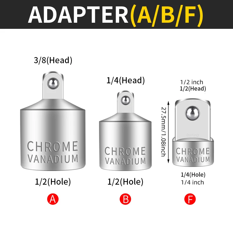 

Onnfang Адаптер торцевой 1/2-3/8-1/4 Хромованадиевая сталь