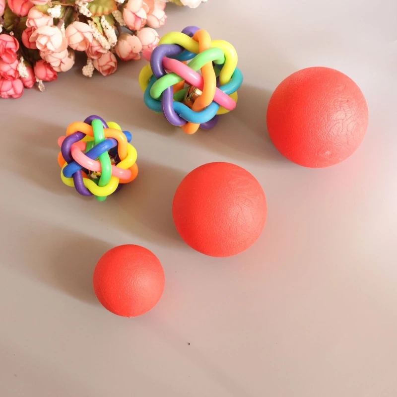 

2022 new pet toys colorful bells woven ball elastic solid ball bite-resistant dog training toys pet supplies wholesale dog toy