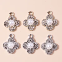 10pcs elegant big pearl flowers charms clear crystal flowers pendants for diy jewelry making handmade earrings bracelets craft