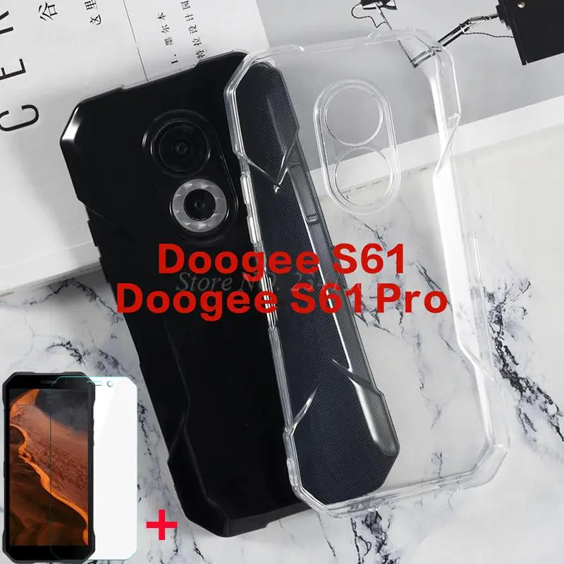 

Anti-knock Soft TPU Case For DOOGEE S61 Etui Silicone Case Back Cover Transparent Phone Case For DOOGEE S61 Pro Screen Protector