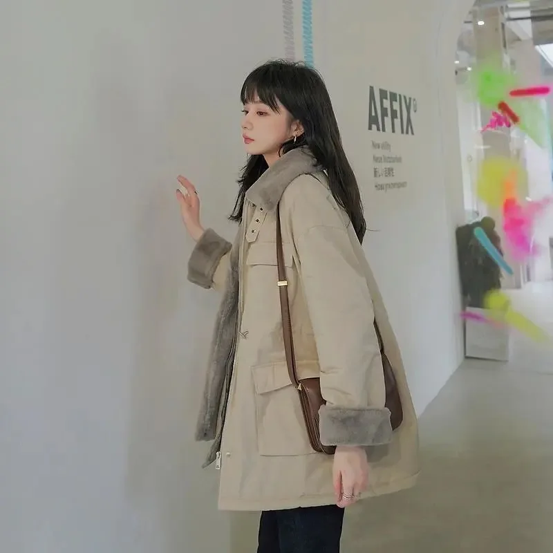 Cotton Clothes Female 2022 New Fall and Winter Loose Medium-Length Paragraph Thickened Cotton Coat Jacket