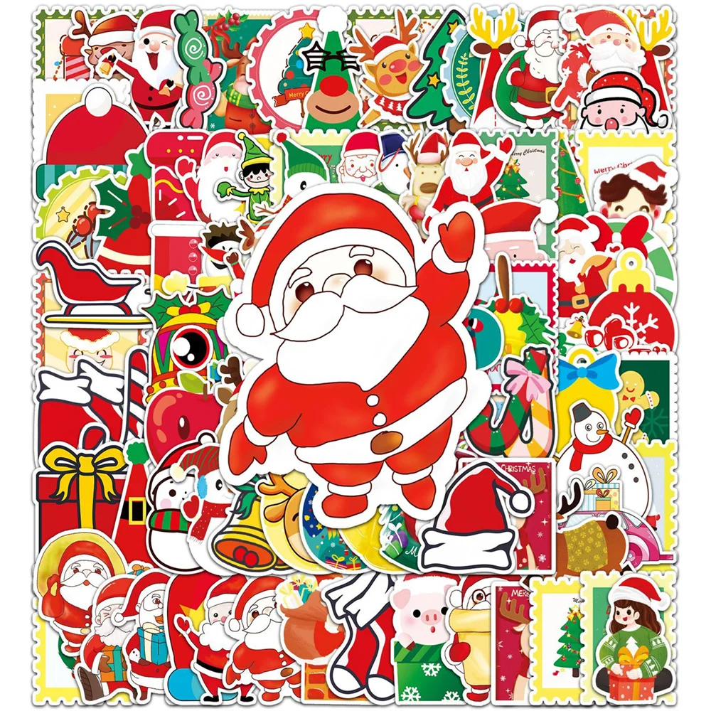

10/30/50PCS New DIY Christmas Stickers Cartoon Creative Anime iPad Computer Desk Luggage Chair Decoration Waterproof Wholesale