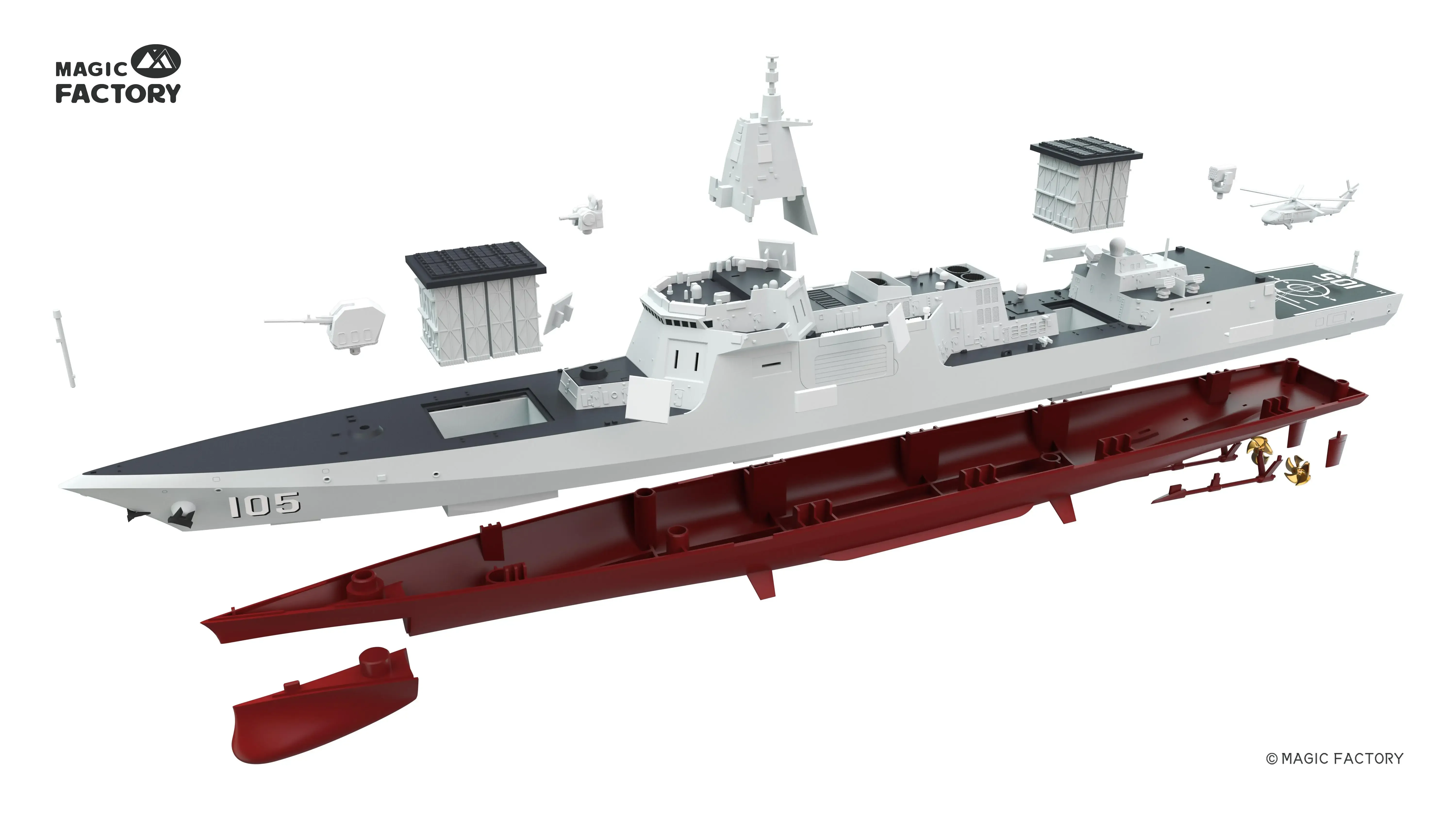 MAGIC FACTORY 1004 масштаб 1/350 PLA NAVY TYPE 055 разрушитель (8 в 1) комплект пластиковых моделей