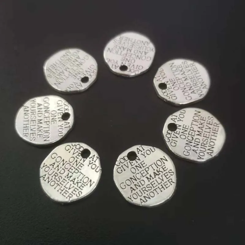 Асимметричные круглые подвески в виде букв из цинкового сплава под античное