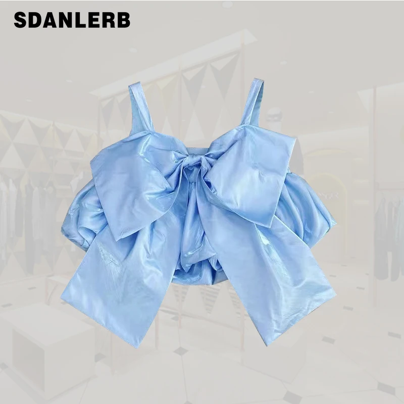 

Sleeveless Big Bow Camisole Women's Outer Wear Crop Tops Summer Wear New Fashion Short Cinched Slimming Pullover Sling