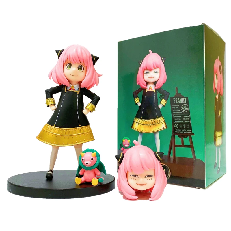 

Spy Family Anime Figures Toy Two Heads In Standing and Sitting Ver. Anya Forger Figure PVC Action Collection Anya Figure Model