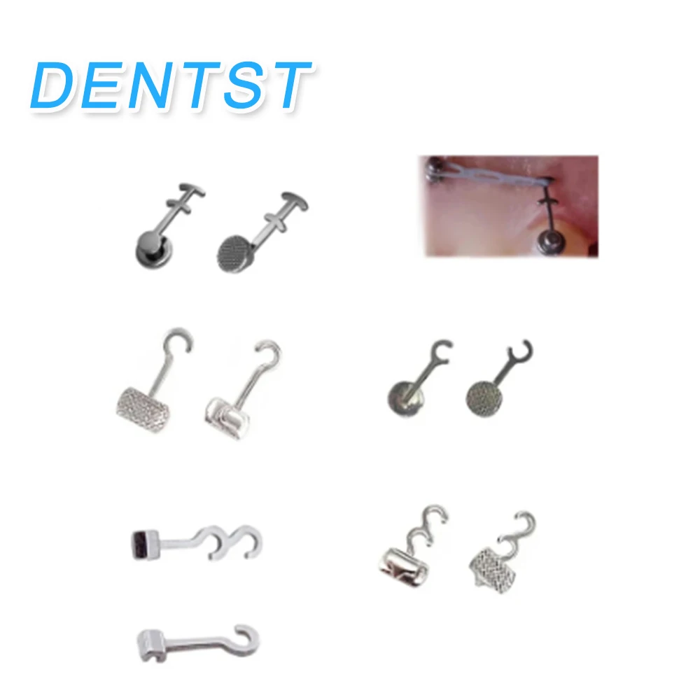 

Dentistry Orthodontic Crimpable Hook With Buccal Tube Dental Multi-Function Long Bondable Lingual Button Mesh Base 10pcs/bag