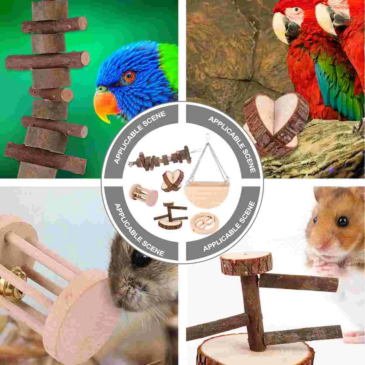 

6PCS Wooden Pet Toys Small Pet Grinding Playthings Pet Chew and Bite Toys