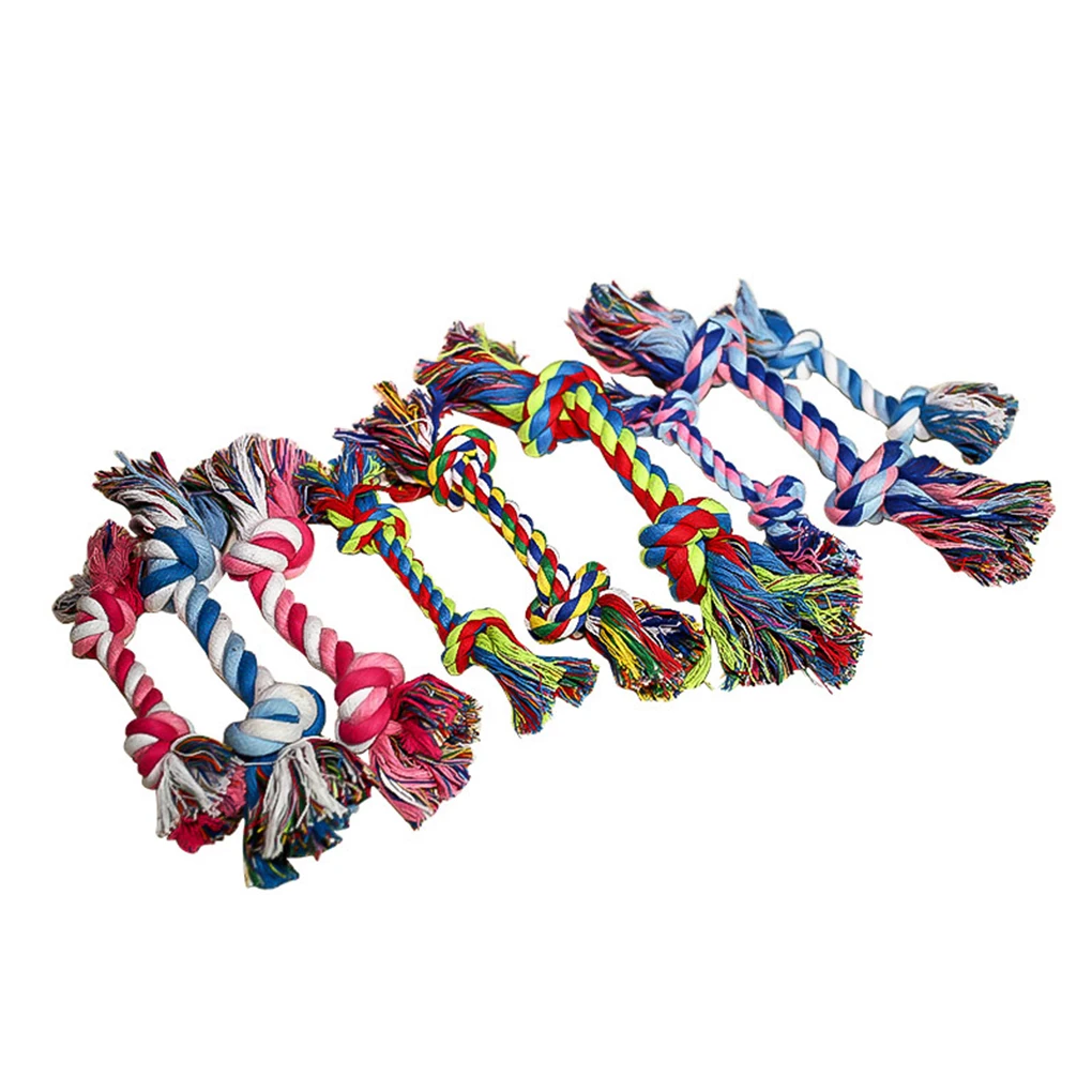 

Cotton Double Knot Braided Rope Colorful Bone Tug Dog Chewing Toy Pet Woven Molar Accessory
