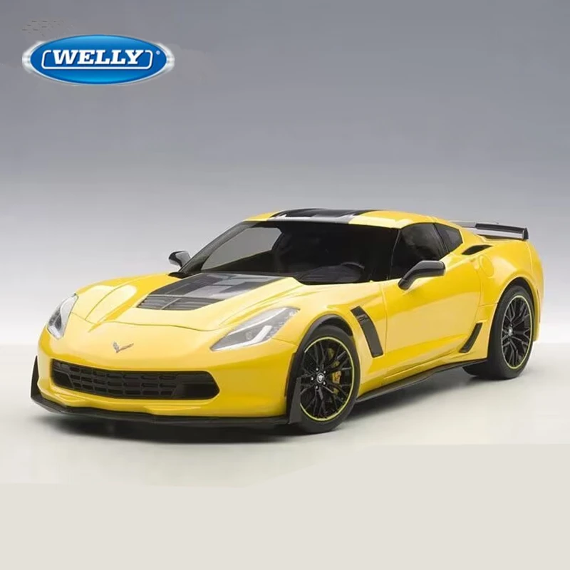 

Модель спортивного автомобиля WELLY 1:24 Chevrolet Corvette Z06, литой гоночный автомобиль, коллекционная высококлассная имитация, подарок для детей