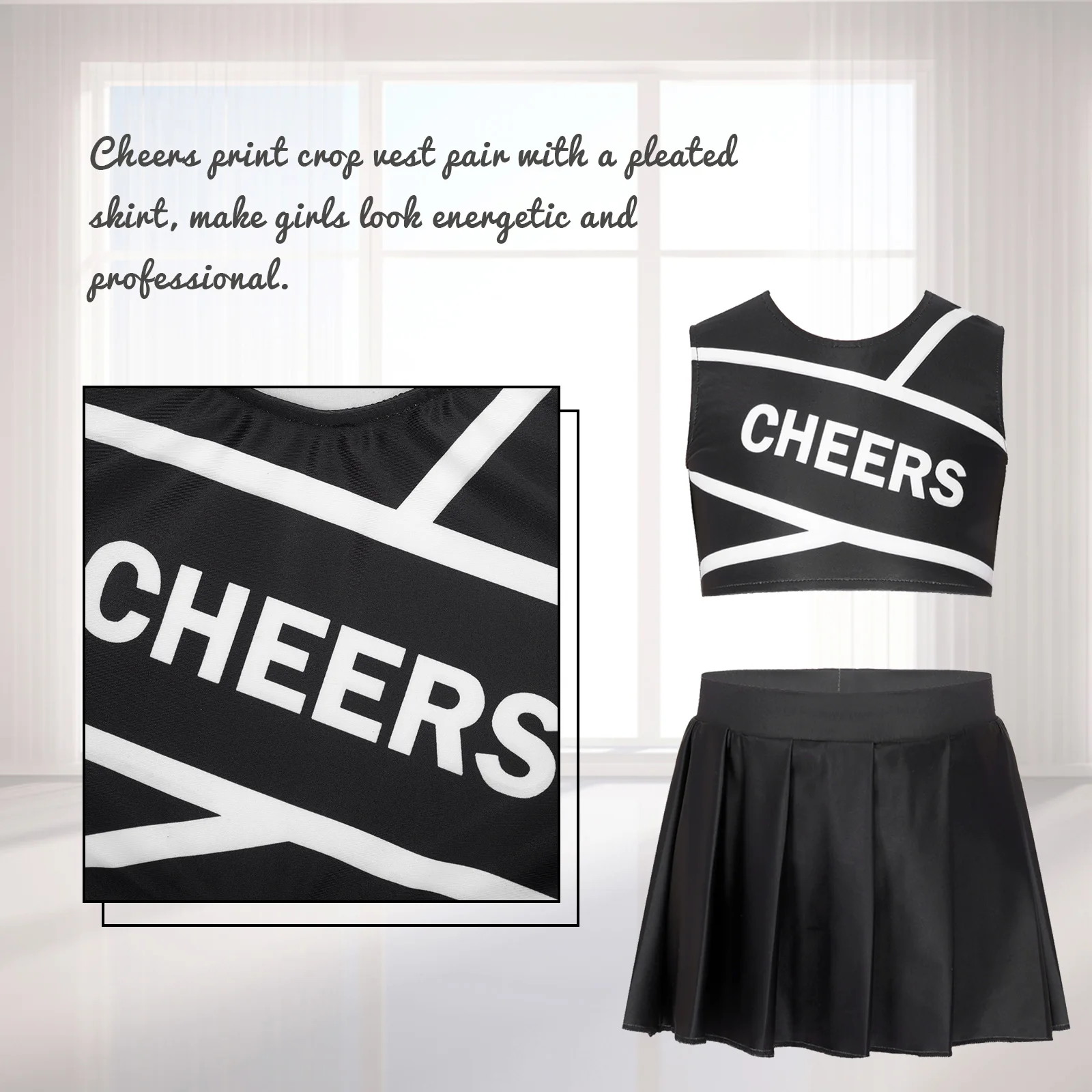 Детский костюм для девочек 6-16 без рукавов с плиссированной юбкой |