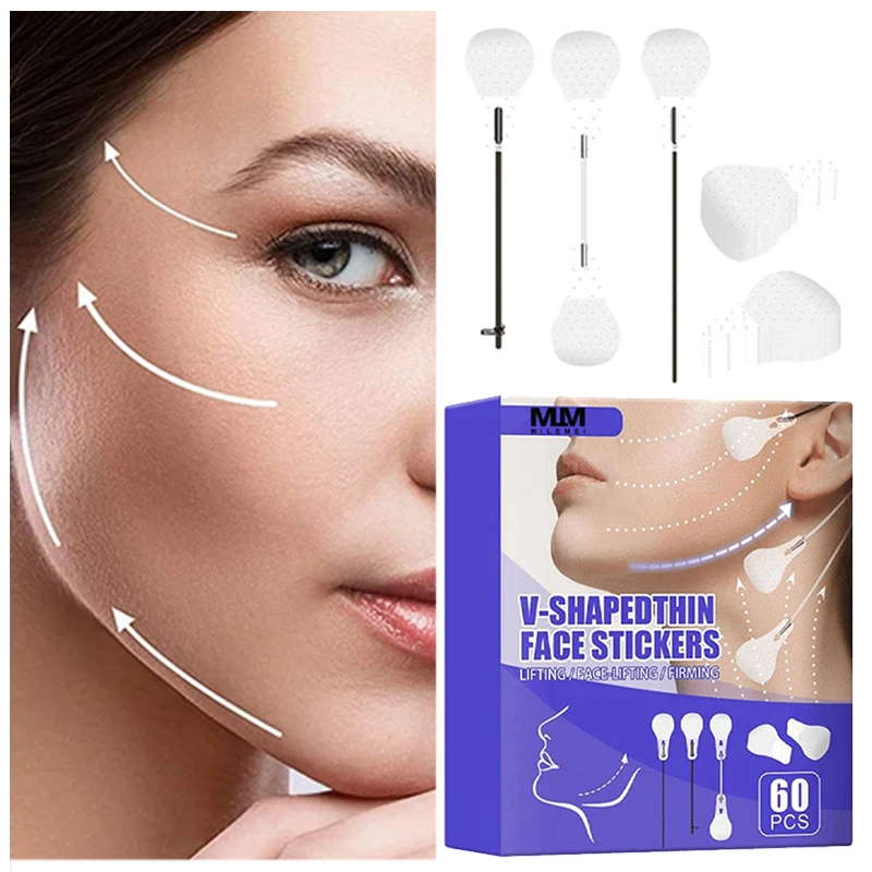 

Invisible Face Lifting Tapes Wrinkle Removal Sticker Adhesives Forehead Neck Pad Anti Aging Patch V Facial Slimming Mask 60Pcs