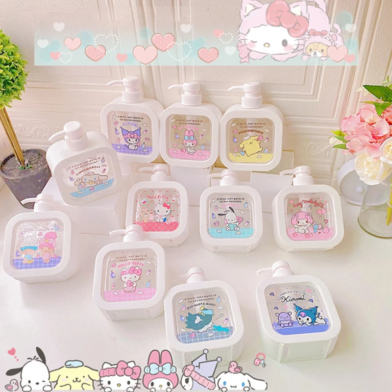 

300 мл Kawaii Sanrio, Hello Kitty Kuromi My Melody Sub-Bottling Bottle, пресс, дезинфицирующее средство для рук, гель для душа, косметика, подарок на день рождения для девушки