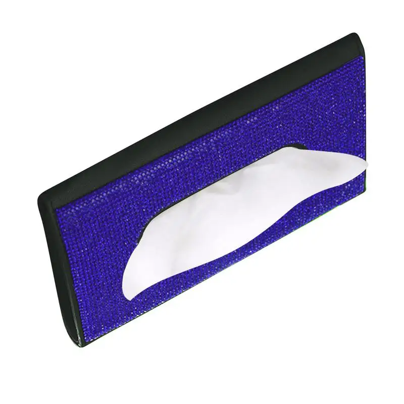 

Bling Tissue Holder For Car Sun Visor Tissue Box Holder Hanging Crystal Sparkling Napkin Holder PU Backseat Tissue Case