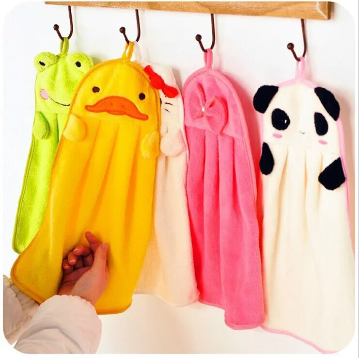 Baby Bath Towels Toddler Soft Plush Cartoon Animal Wipe Hanging Bathing Towel For Children Towel